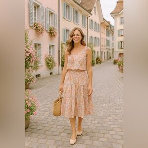 NWT Marissa Olivia Set Blouse Skirt Ditsy Floral Cottagecore Summer Beach Spring